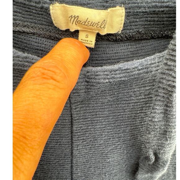 Madewell Texture Thread Navy Blue Cotton Wide Leg Tie Overall Romper Women Small - Picture 5 of 10